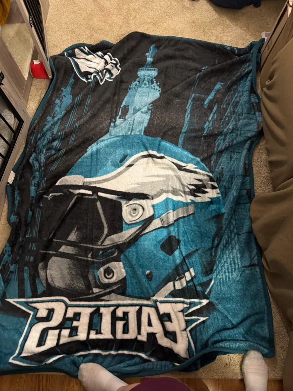 Eagles Plush Throw Blanket - Teal, Black & White